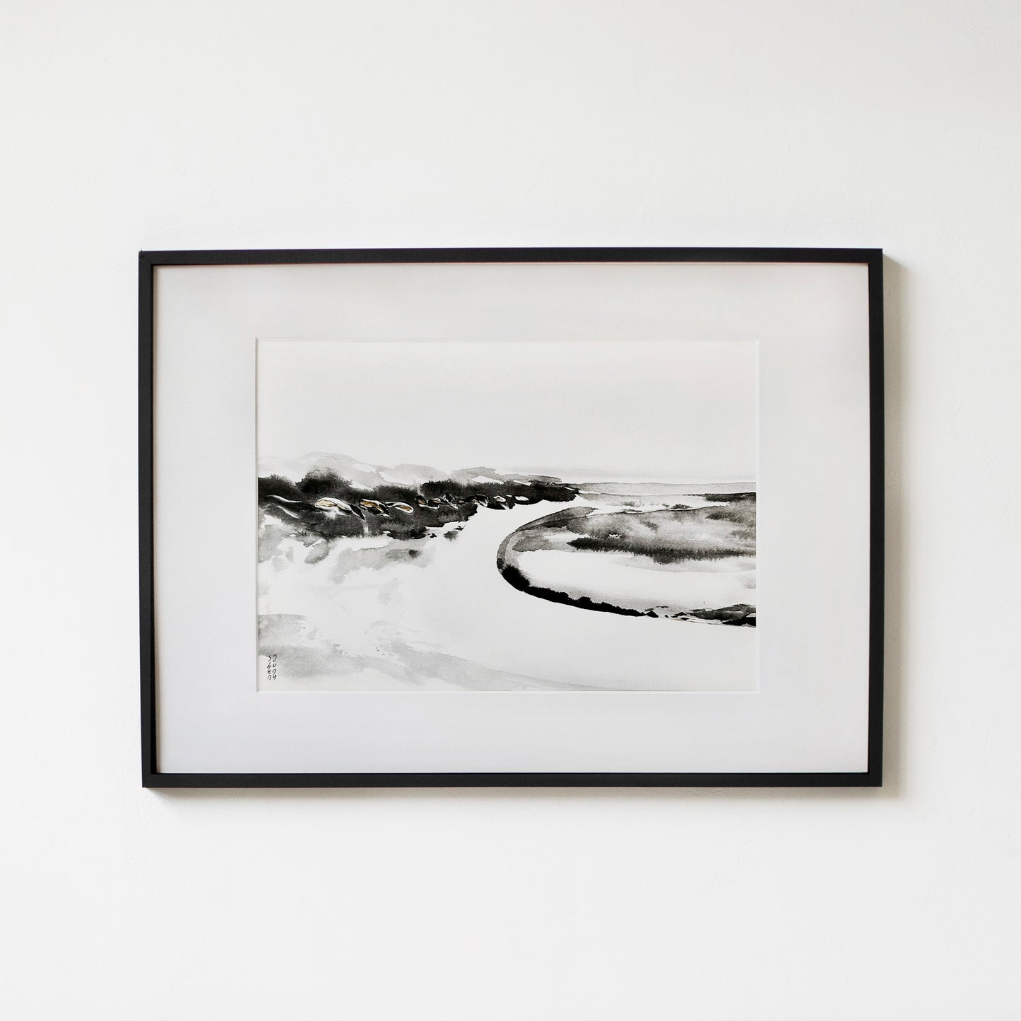 Print - La Seine and La Roche-Guyon - Ink wash painting