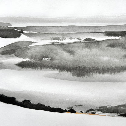 The Seine and La Roche-Guyon - Ink wash painting