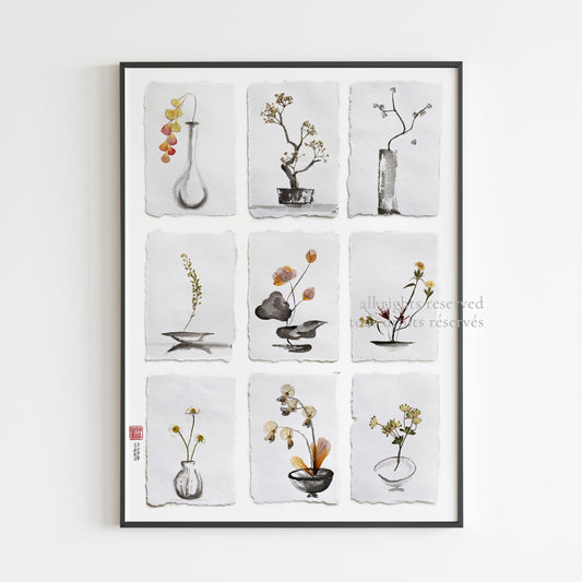 The Ikebana Garden 001 - Herbarium and Ink wash