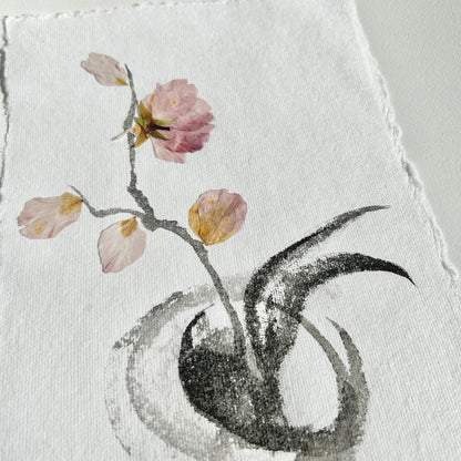 Ikebana 012 - Herbarium and Ink wash