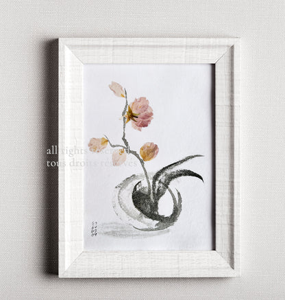 Ikebana 012 - Herbarium and Ink wash