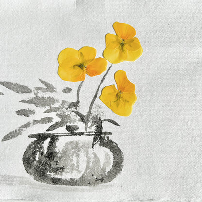 Ikebana 020 - Herbarium and Ink wash